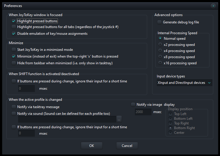JoyToKey Preferences